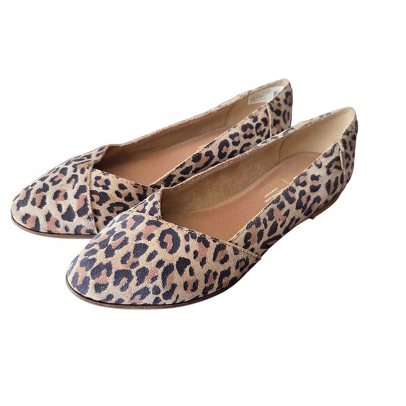 Toms Shoes - Toms US Womens Sz 7.5 Julie Leopard Flats Casual Shoes Animal Print Office